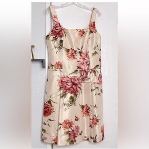 Rickie Freeman by Teri Jon Silk Cream Pink Floral Mini Dress Size 10